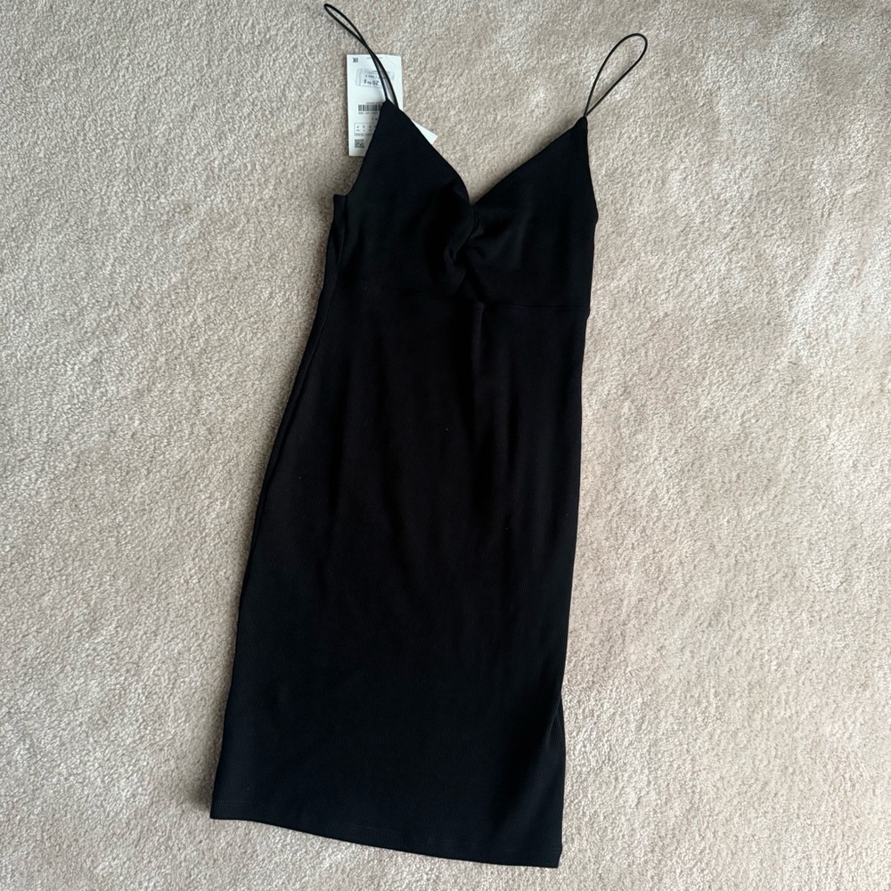 NWT Zara Elegant Black Spaghetti Strap Dress (S)